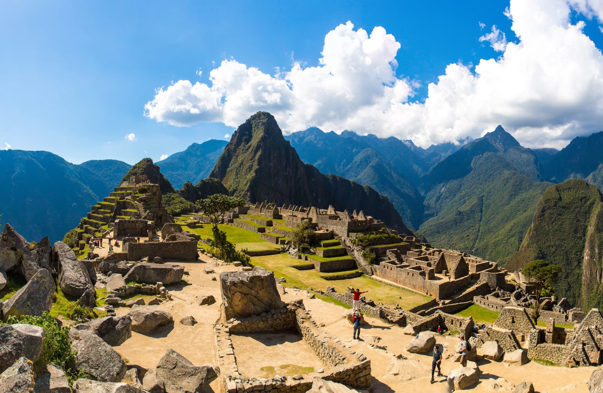 A sunny day on Machu Picchu's citadel. A sunny day on Machu Picchu's citadel.