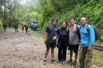 Amit's family hiking their way to Machu Picchu.