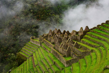 Close-up of ancient stone ruins along the Inca Trail