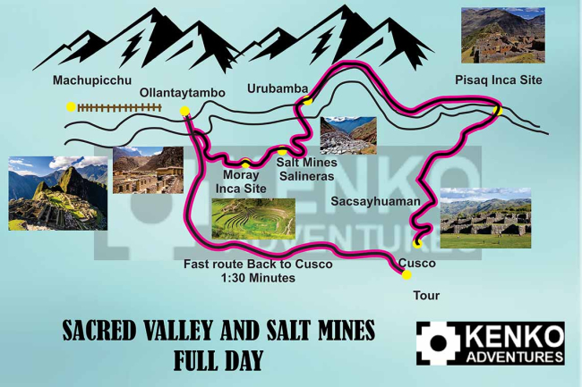 Map Sacred Valley Tour + Salt Mines 